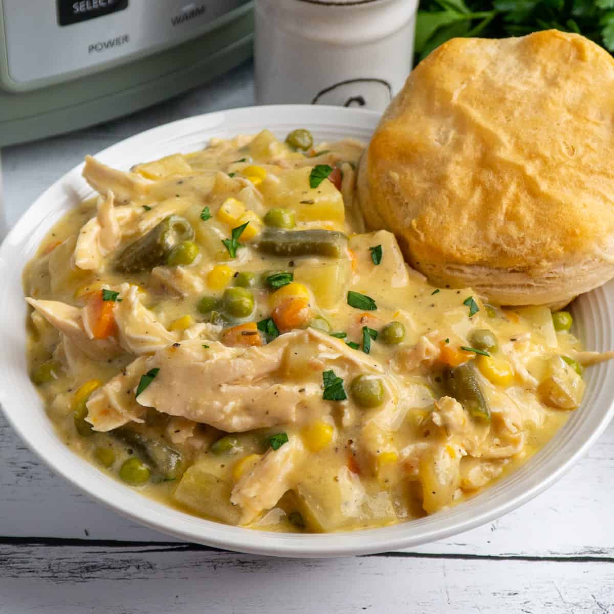 Crock Pot Chicken Pot Pie with Biscuits-image