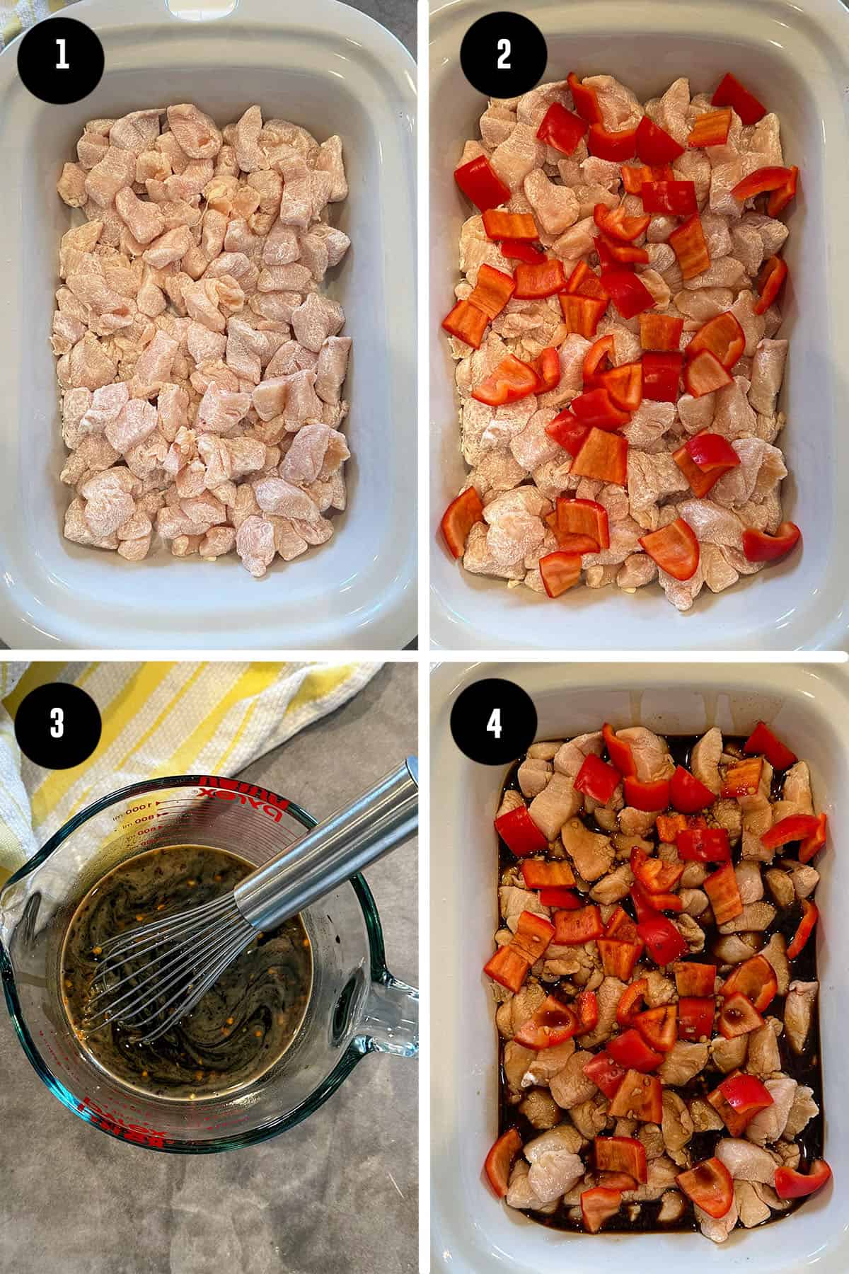 Steps on how to make Crock Pot sesame chicken.