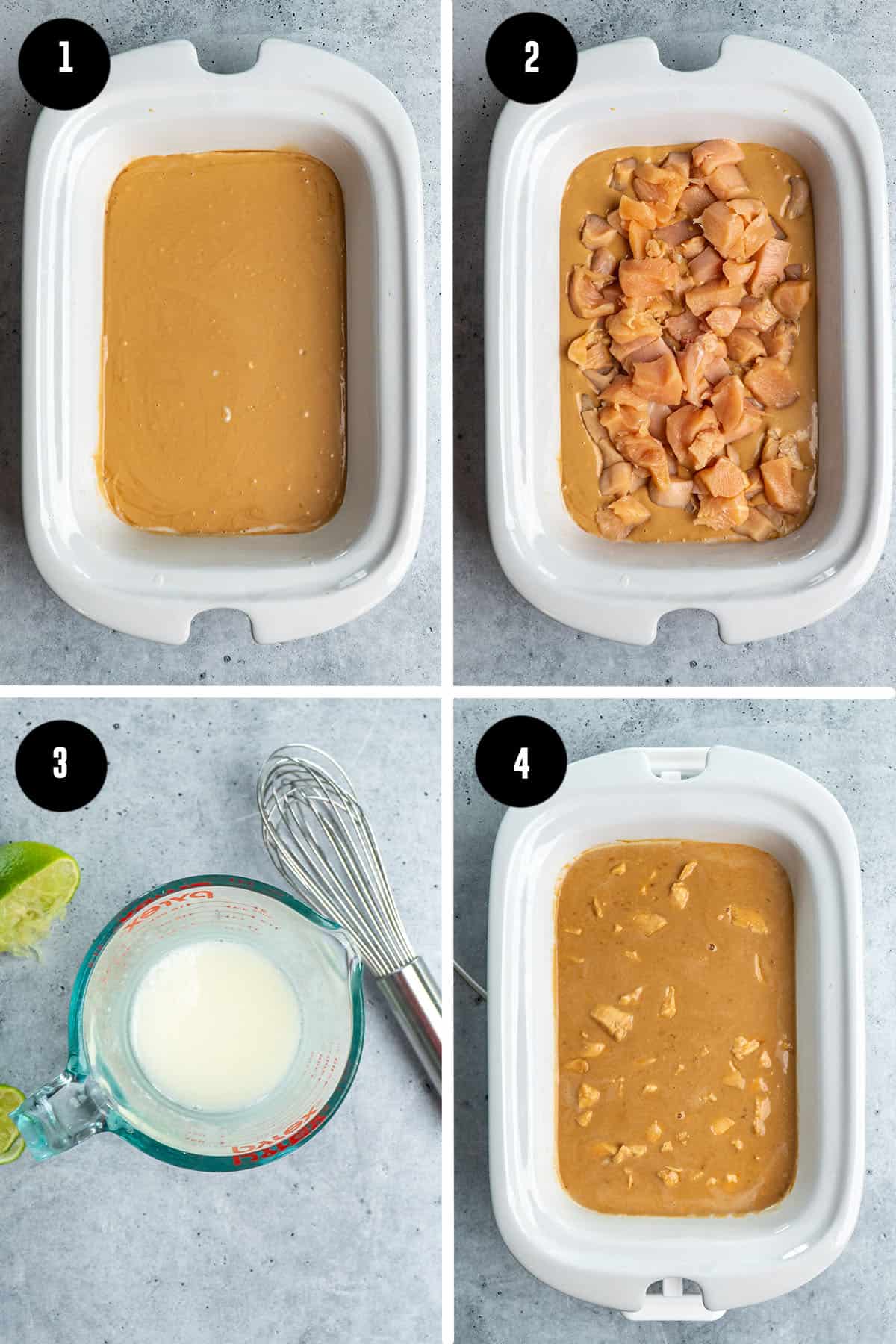 Steps to make Thai peanut chicken in a Crock Pot.