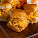 Crock pot buffalo chicken slider on hawaiian rolls.