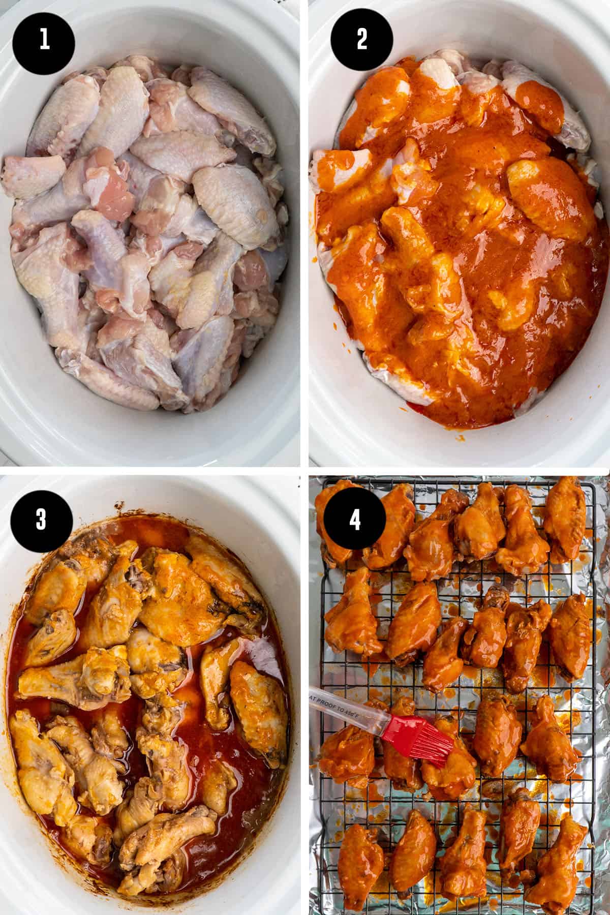 Step pictures on how to make crock pot chicken wings.