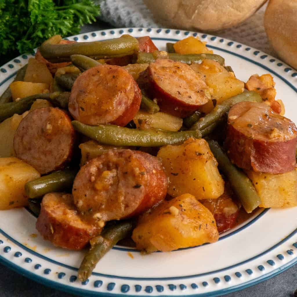 Crock Pot Sausage Potatoes and Green Beans Slow Cooker Meals