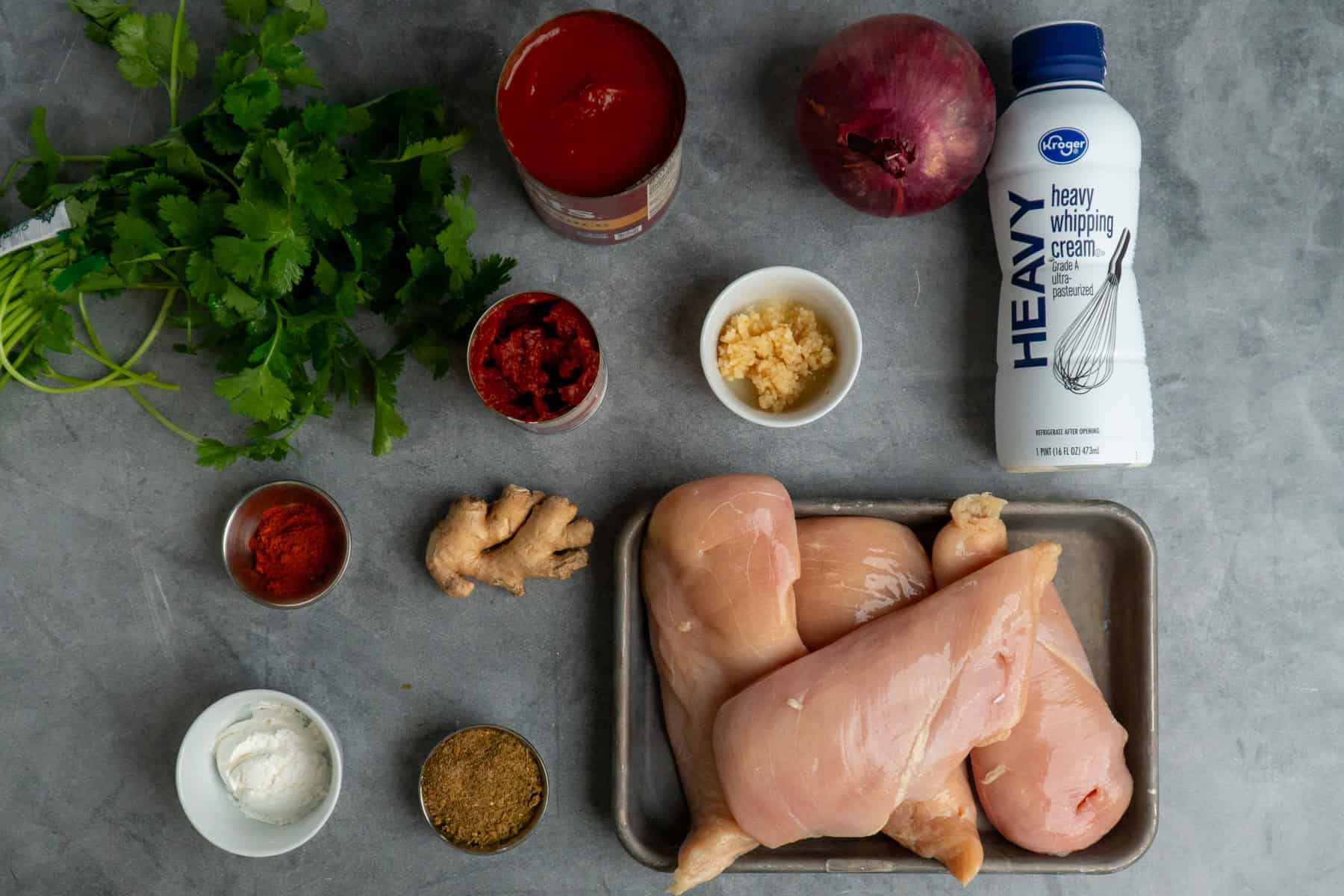 All the ingredients to make tikka masala in the crock pot.