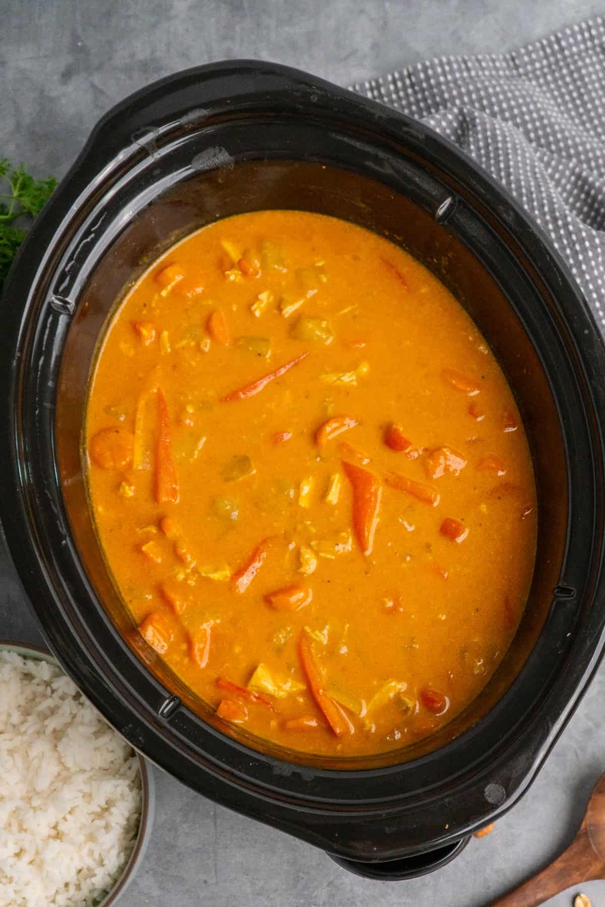 Coconut chicken curry in the slow cooker.