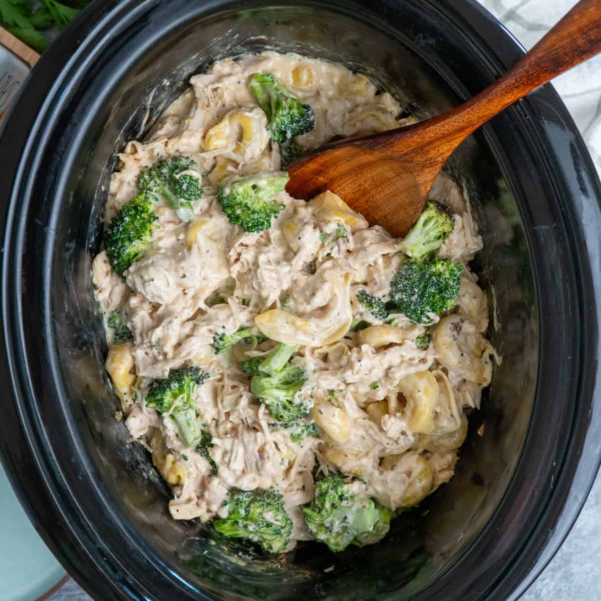 Slow Cooker Chicken Broccoli Tortellini
